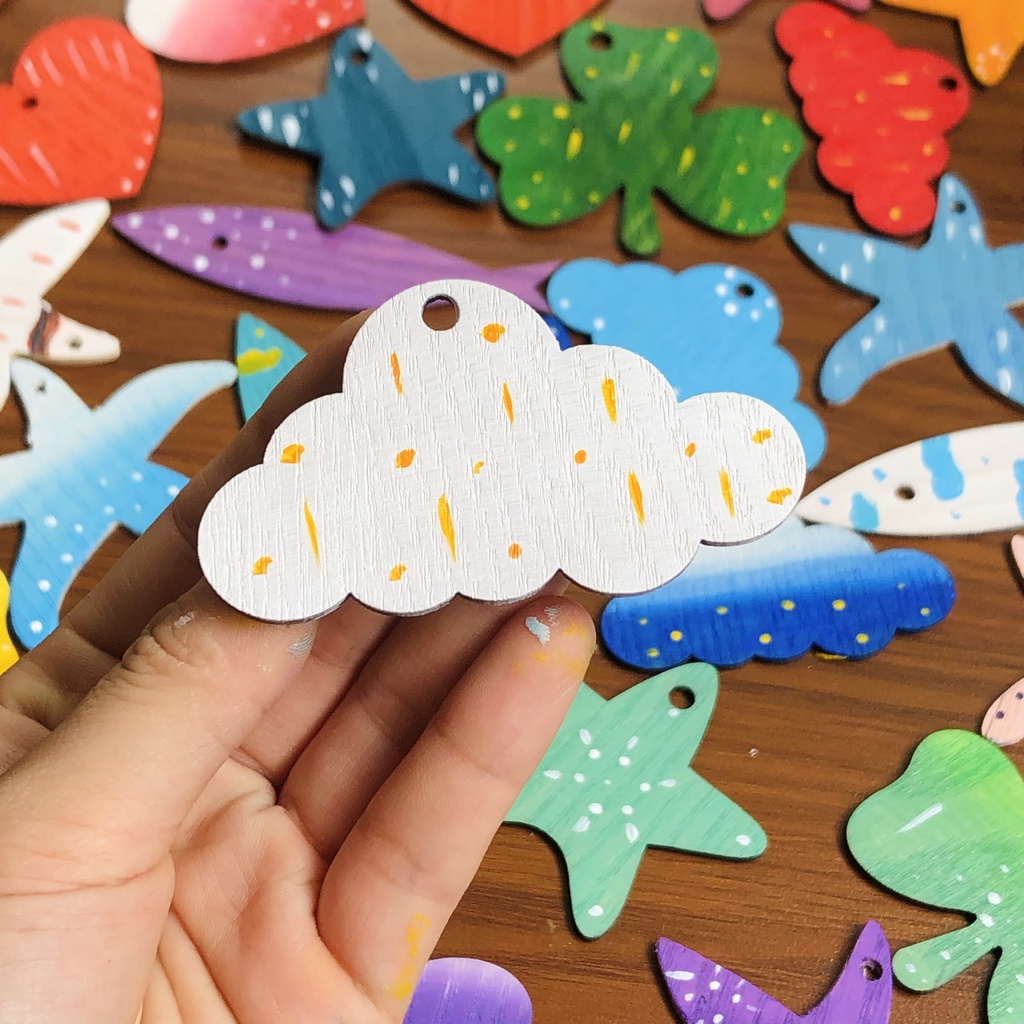 Họa tiết handmade gỗ 5K đã tô màu thủ công hoàn thiện trang trí nhà cửa, dán tường, treo trang trí siêu xinh