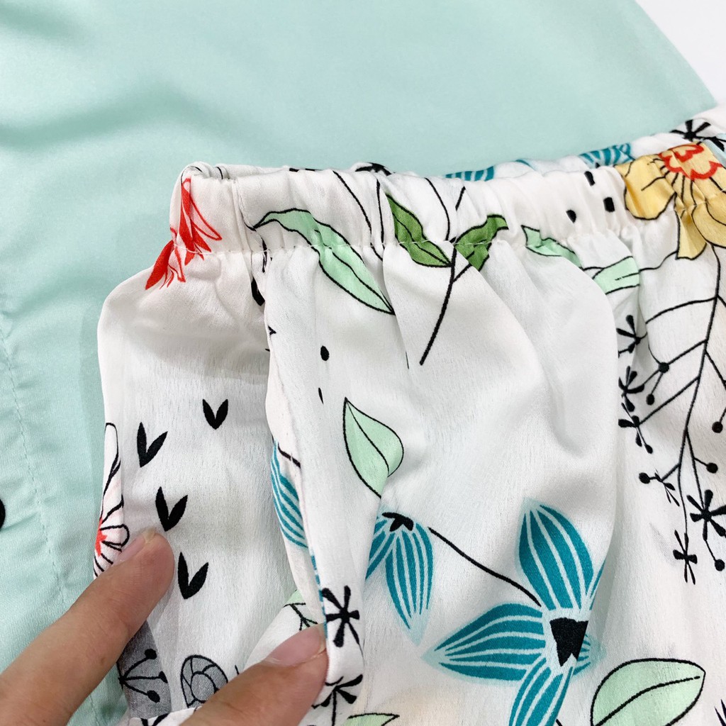 Bộ Ngủ ,Cộc Đùi Cổ Bèo Lụa Latin Phối Quần Santin , Mền Min Mát Không Nhăn Xù | BigBuy360 - bigbuy360.vn