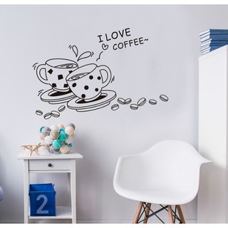 Decal trang trí tường 2 tách Coffee