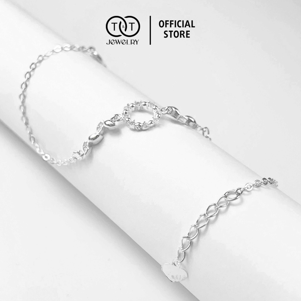 Lắc tay Bạc Ý s925 Cỏ Bốn Lá Đá Đôi T&T Jewelry cao cấp LT03