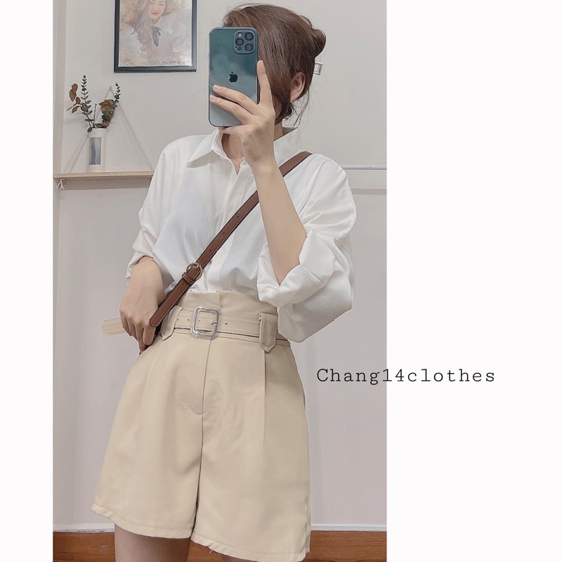 Quần đùi shorts vải khoá kéo sau 4 màu form chuẩn