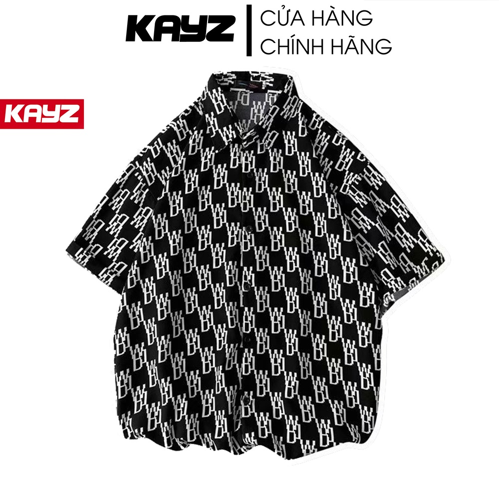 Áo Somi Tay Lỡ Caro Ký Tự Đen KAYZ Phông Unisex Nam Nữ Cotton Lụa Oversize Form Rộng