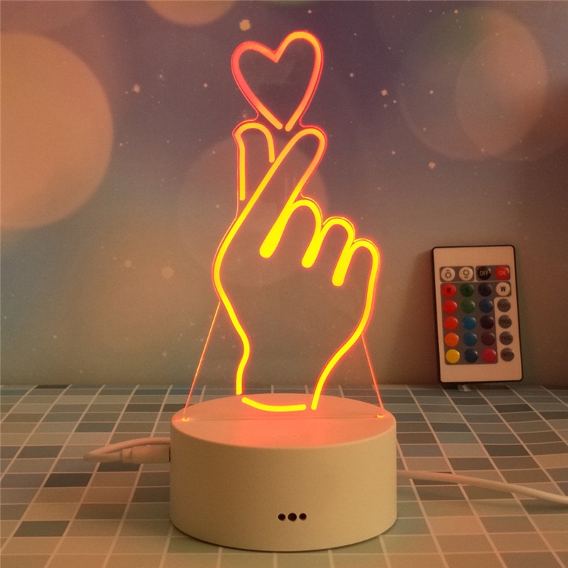 16 Màu Kèm Điều Khiển Đèn Ngủ 3D led usb Đèn Trang Trí Quà Tặng Sinh Nhật Ý Nghĩa