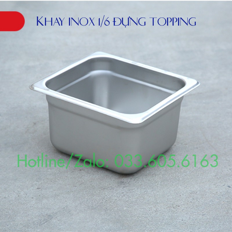 Khay đựng topping Inox có nắp đậy dung tích 1.5L