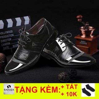 Giày Nam Công Sở - FREESHIP - Giày Tây Nam Buộc Dây Đen Bóng GNK29