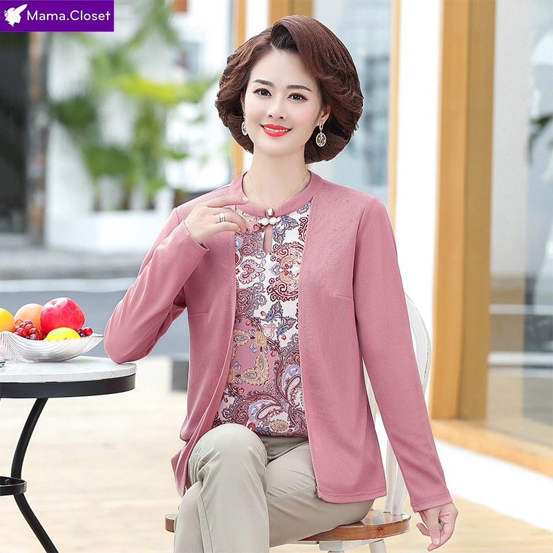 #GL233 ÁO LEN CỔ TRON GIẢ VẠT HỌA TIẾT HOA SANG TRỌNG NHÃ NHẶN CHO PHỤ NỮ TRUNG NIÊN, HÀNG THU ĐÔNG SALE LỚN 2021
