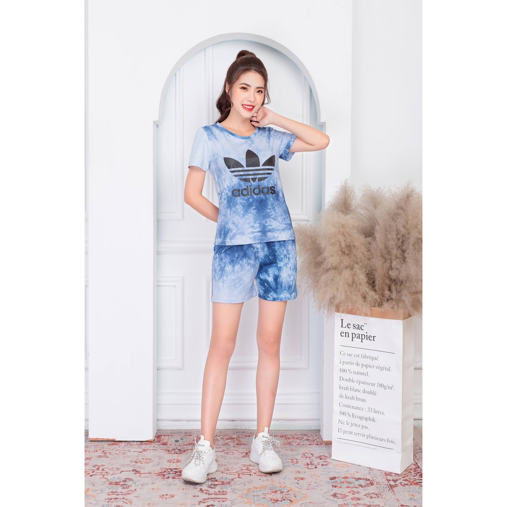 Set đồ mặc nhà cao cấp. Chất cotton cao cấp, thấm hút siêu tốt, họa tiết loang phong cách, kiểu dáng thể thao trẻ trung
