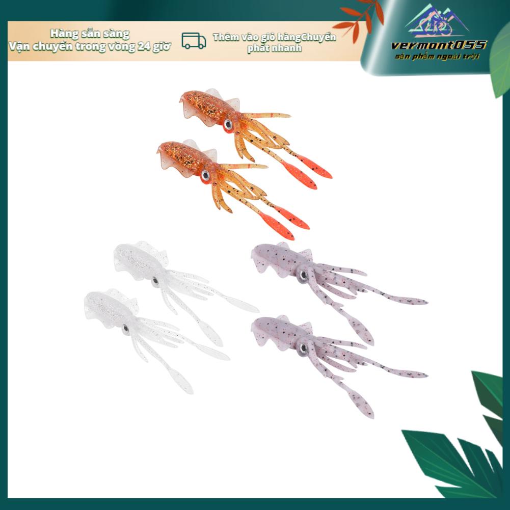 Vermont055 2Pcs Squid Shape Soft Bait Artificial Fish Lure Tackle for Sea Boat Fishing