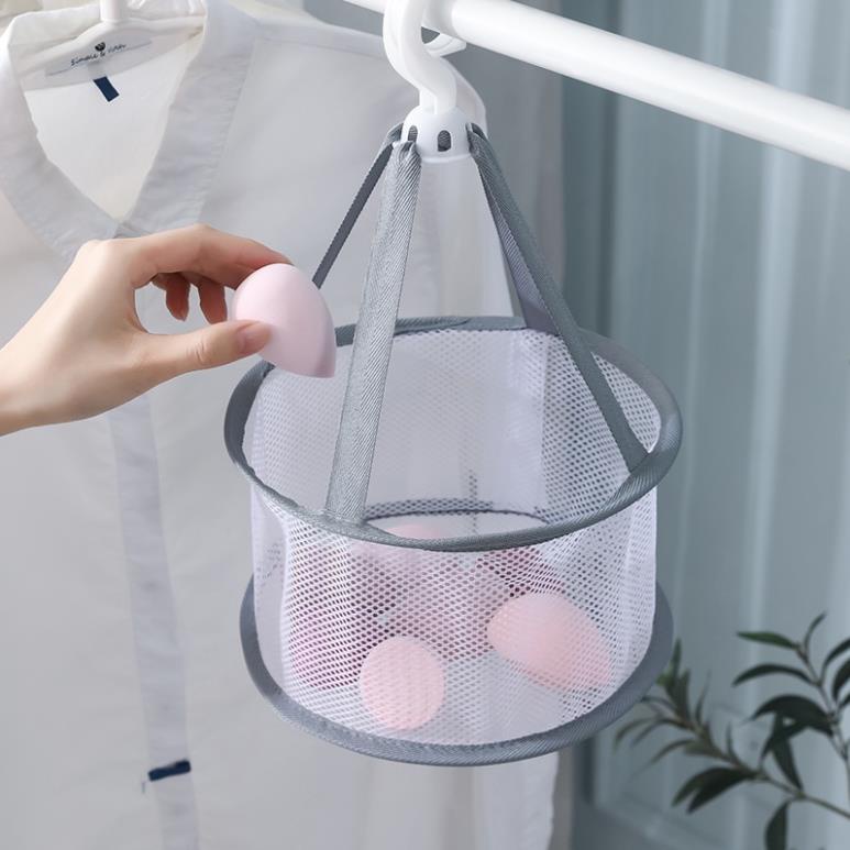 Giỏ Lưới Phơi Đồ Trang Điểm, Tất Vớ, Đồ Lót Có Móc Treo - Rổ Lưới Treo Phơi Khô Đồ