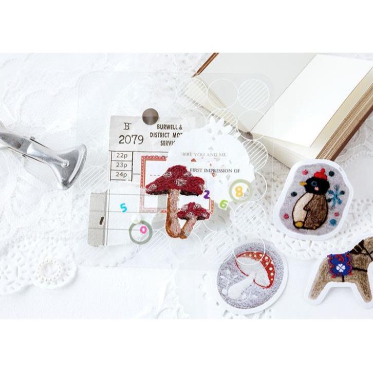 Bộ 46 Sticker Động Vật &amp; Cây Cối Mùa Đông Tuyết Rơi E62