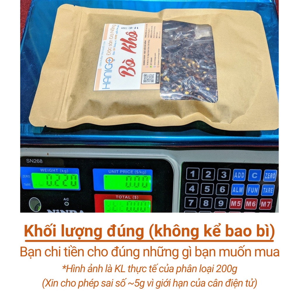 100G Bò Khô Đà Nẵng Ngon, Thịt Bò Khô Miếng 100% Thịt Bò Tươi- Gia Vị Tự Nhiên- Hanigo Food Đặc Sản Đà Nẵng Ngon