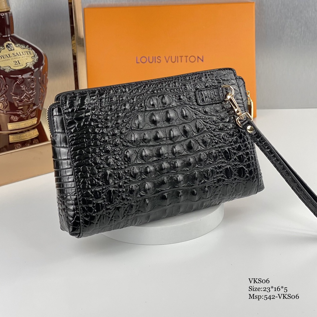 Clutch - Ví cầm tay Nam Nữ khóa số bảo mật cao cấp Da cá sấu 2 màu  -VKS43