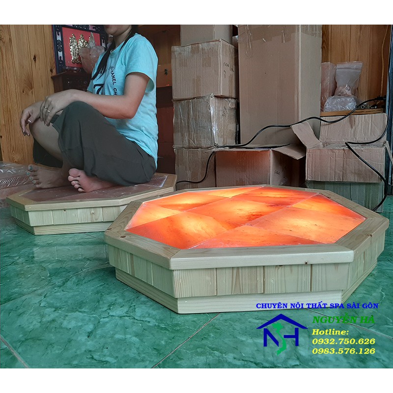 Bàn thiền đá muối himalya hình bát giác nâng cao giá trị thiền định