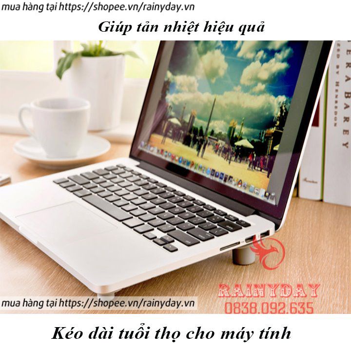 Bộ đế kê laptop tản nhiệt, chân để laptop đỡ macbook pro máy tính xách tay bằng silicon - 4 nút