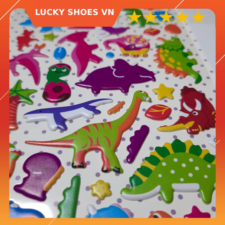 sticker cute 3d các loài khủng long làm sticker dán cho bé chơi hay sticker dán đồ vật đều đẹp LUCKY SHOES VN - H000023