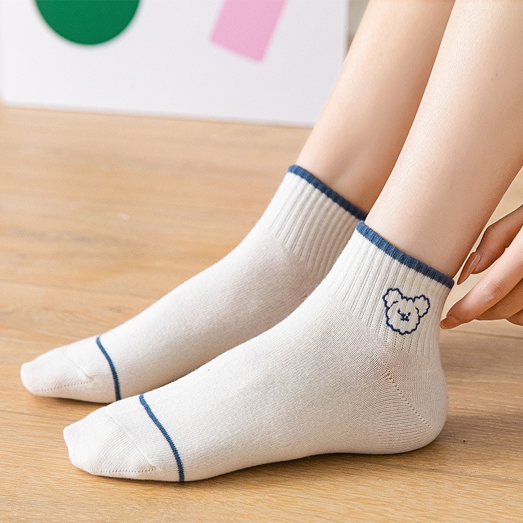 [SET 5 ĐÔI] Vớ Nữ Cổ Ngắn Cao Cấp Họa Tiết Cute, Tất Nữ Cotton mềm mịn, thoáng mát khử mùi