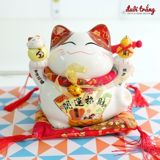 Mèo Thần tài Thảm xanh 19cm - Hồ Lô "Khai Vận Chiêu Tài"