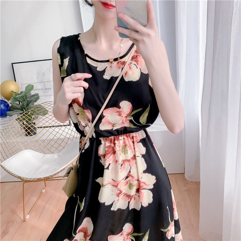 Đầm Maxi Không Tay Họa Tiết Chấm Bi Plus Size Phong Cách Hàn Quốc Cho Nữ