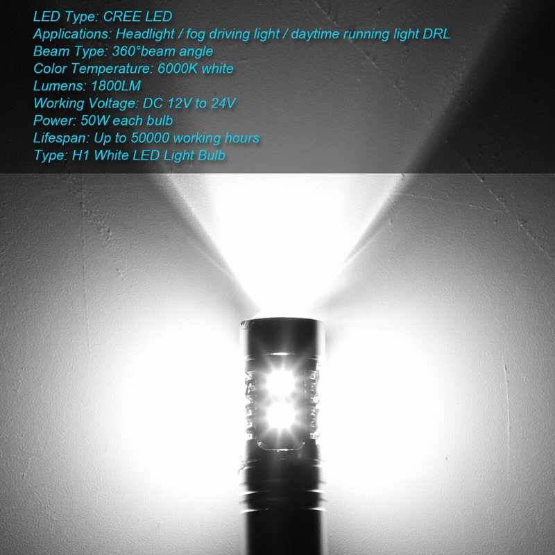 Bộ 2 Đèn Pha LED H1 100W 6000K Chất Lượng Cao Cho Xe Hơi