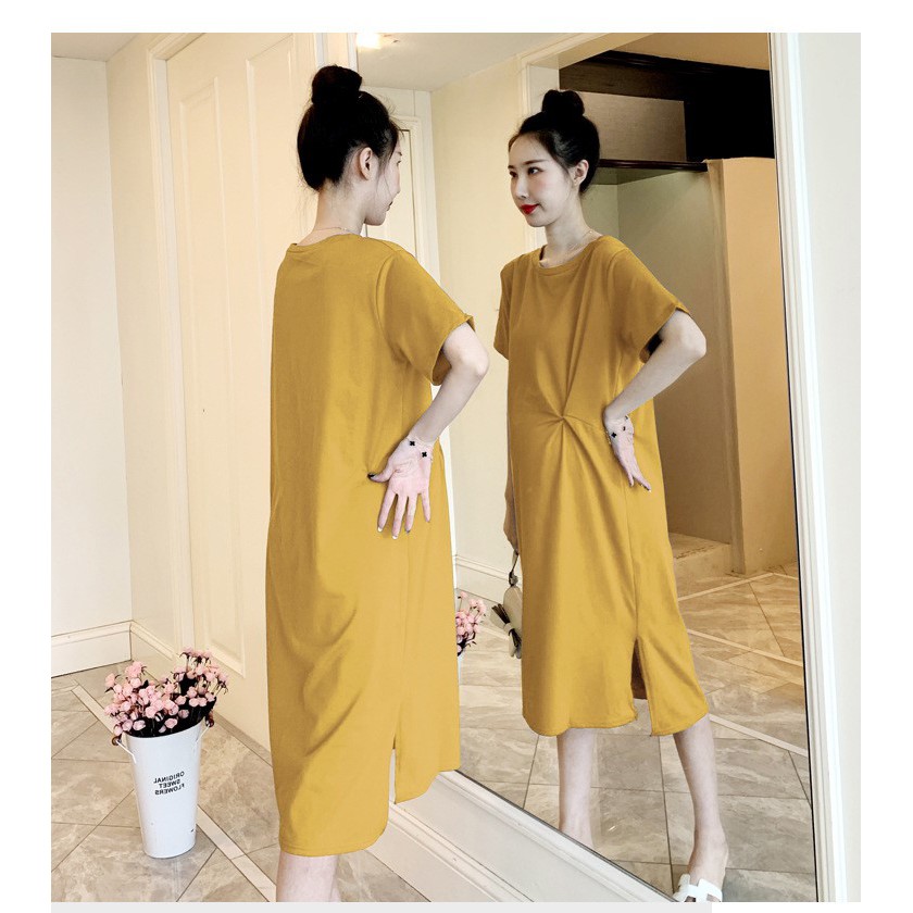 Váy Bầu Đầm Bầu Xinh Thun Chít Eo Gọn Dáng A2046