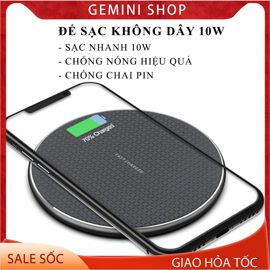 Đế sạc nhanh không dây 10W K8 siêu mỏng chống nóng chống chai pin GEMINI SHOP