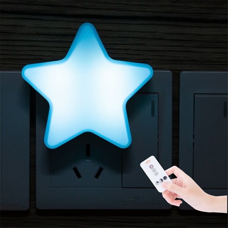 Remote Controller Cute Star LED Plug-in Light Sensor Control Bedside Wall Lamp Baby Sleeping Light Night Light