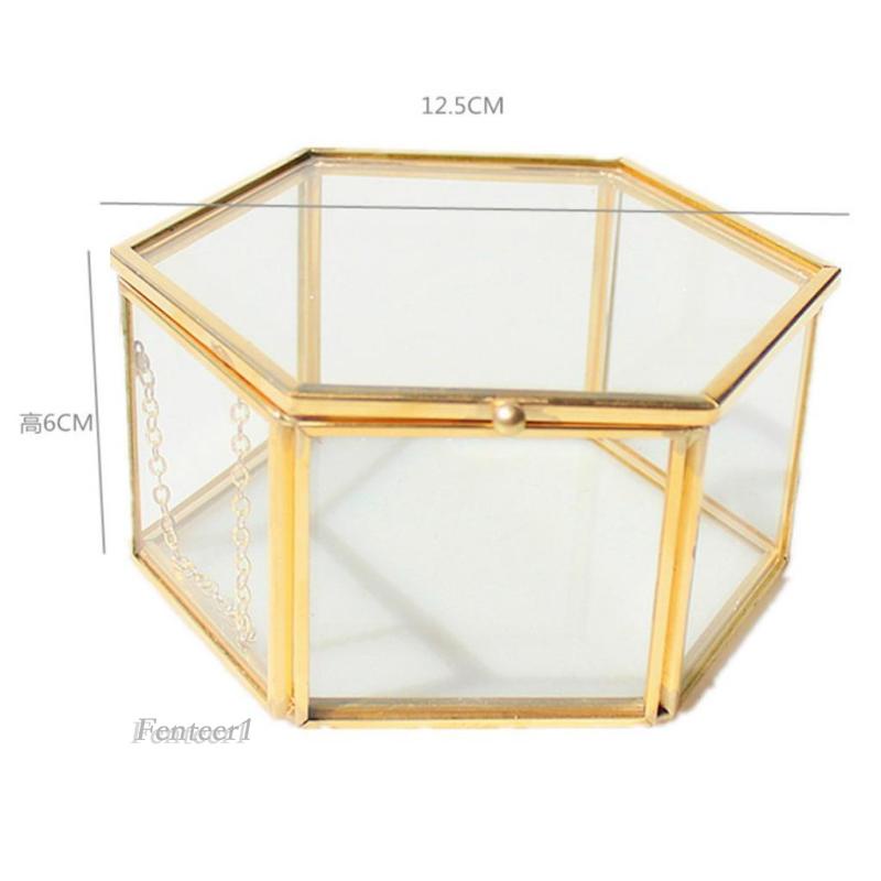 1 Chậu Trồng Cây Thủy Tinh Hình Lục Giác Bằng Đồng Thau Kích Thước 14X14Cm Dùng Trang Trí Tiệc Cướ