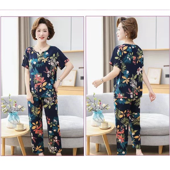 Đồ bộ trung niên, đồ bộ quần dài trung niên, chất liệu cotton mềm mại thoáng mát