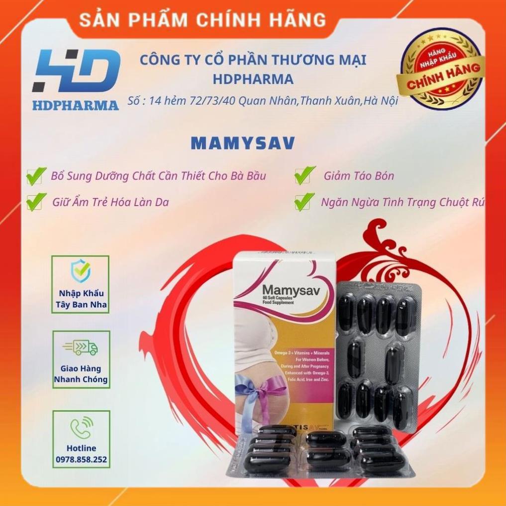 Bổ Bà Bầu MAMYSAV-Nhập Khẩu Tây Ban Nha-Giảm Tình Trạng Táo Bón,Nôn Nghén,Hạ Huyết Áp Khi Mang Thai
