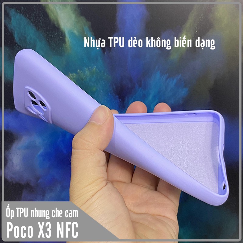 Ốp lưng cho Xiaomi Poco X3 NFC, nhựa TPU dẻo màu lót nhung che camera