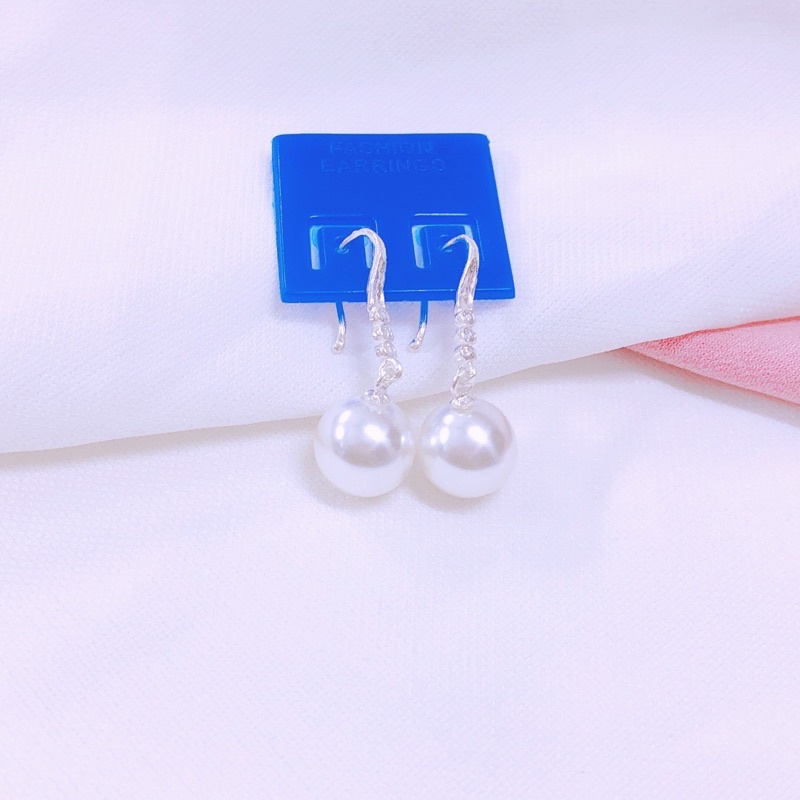 Bông tai móc câu đính đá LINH MIU SILVER, Bông tai bạc ta