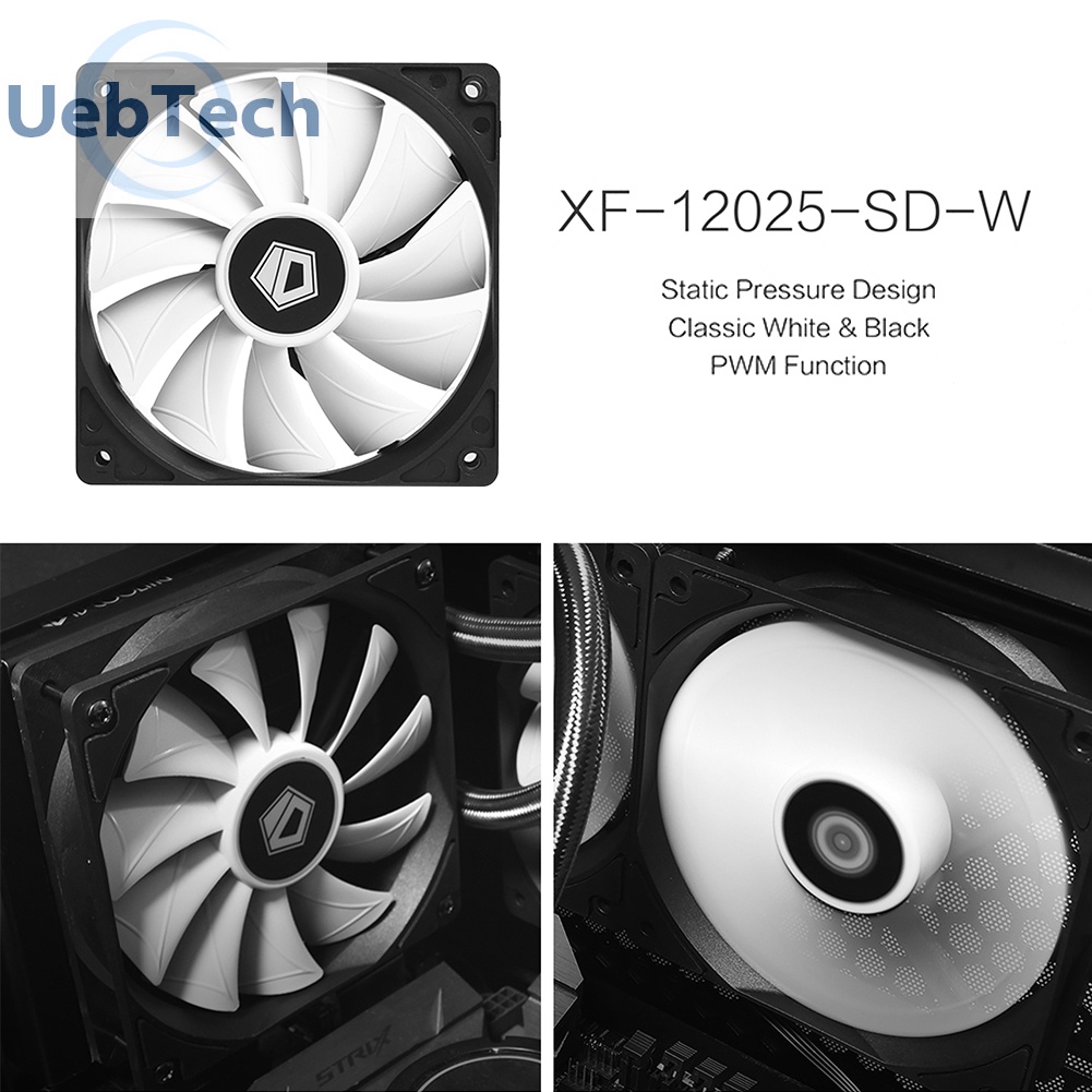 Quạt tản nhiệt màu trắng đen cho máy tính XF-12025-SD-W PWM