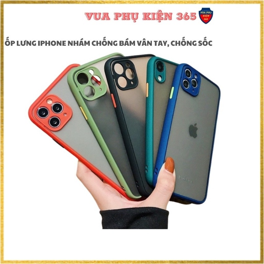 Ốp Lưng iPhone Nhám, Ốp Điện Thoại Chống Bẩn Chống Sốc Chống Bám Vân Tay Bảo Vệ Camera - Viền Nhựa Dẻo, Mặt Lưng Nhám