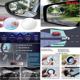 Bộ 2 gương cầu lồi 360 độ quan sát bánh sau, xóa điểm mù ô tô