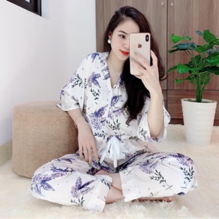 Đồ bộ Satin Cánh dơi Quần Dài ( có ảnh thật)