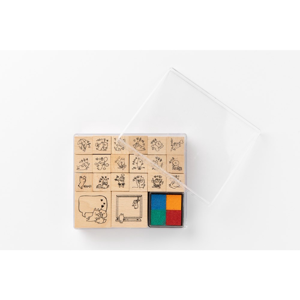 Bộ Tem In ARTBOX Hàn Quốc Hình Cún Shiba 20 Kiểu