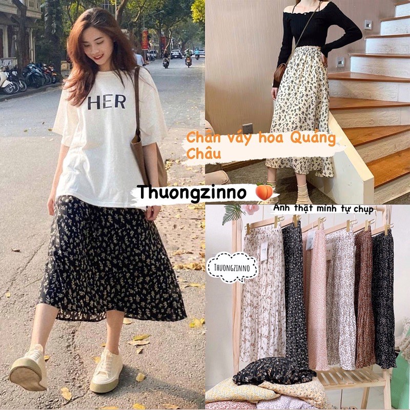 [Ảnh thật /Video] Chân váy hoa vintage chiffon hàng loại đẹp nhiều màu hàng Quảng Châu - Chân váy hoa nhí dáng dài