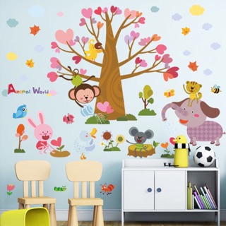 Decal dán tường vườn thú vui vẻ mẫu mới