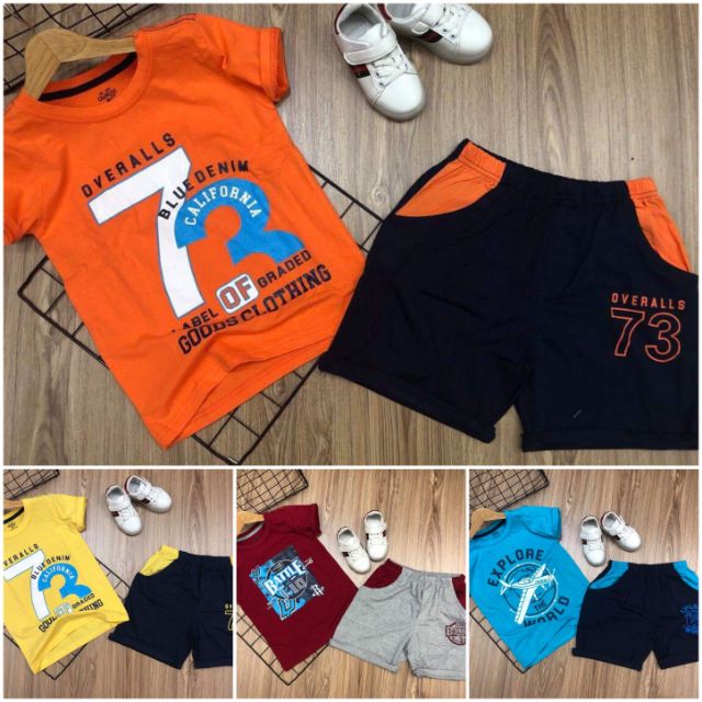 Bộ bé trai lớn. Size cho bé từ 18 -> 30kg. Chất vải thun 4 chiều co giãn thoải mái. Phom quần to phù hợp cho bé tròn.
