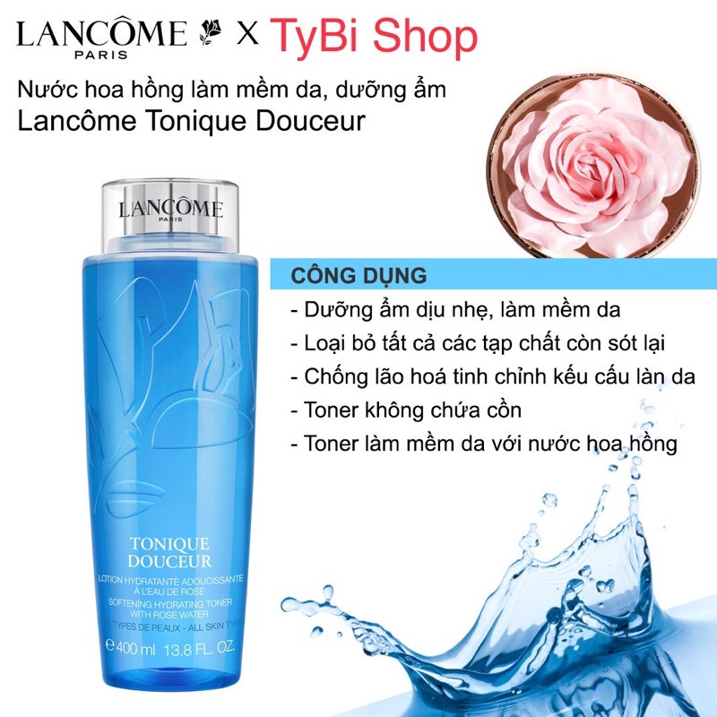 Bộ đôi sản phẩm tẩy trang và nước hoa hồng Lancome Duo Douceur 400ml