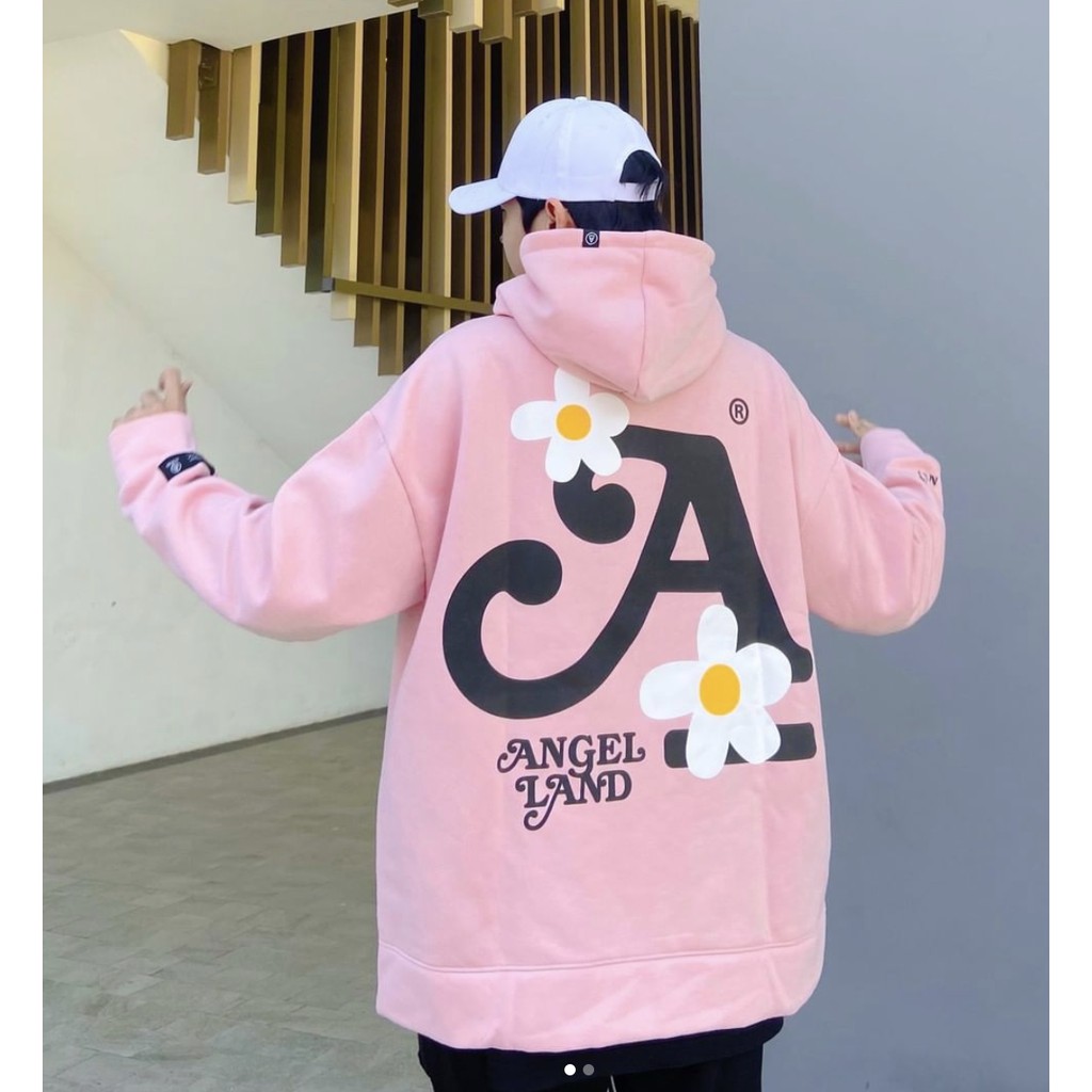 Áo Hoodie Angel-Land Flower-Label Hồng Nhạt | BigBuy360 - bigbuy360.vn