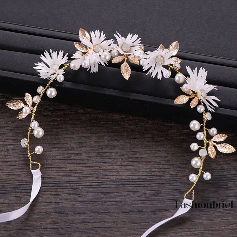 Cài tóc hình bông hoa đính đá và ngọc trai giả phong cách thanh lịch cho nữ