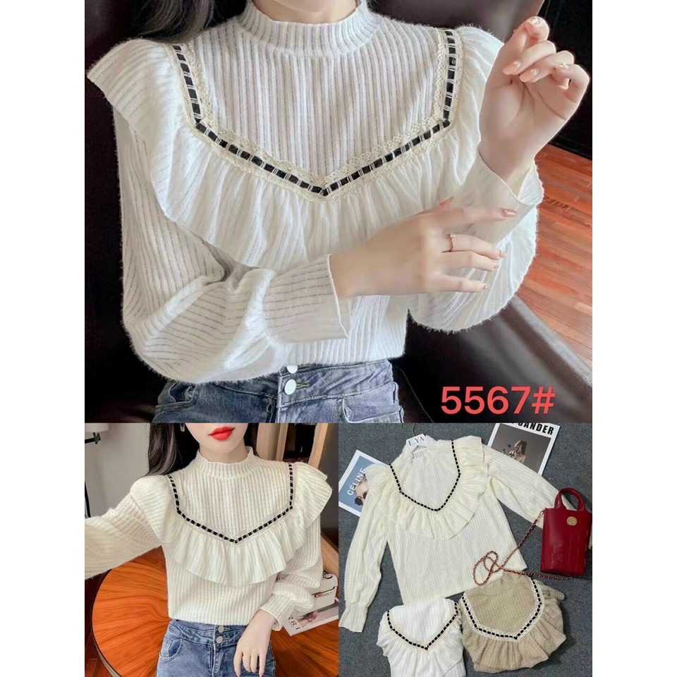 Áo sơ mi nữ ren cổ viền bèo - Hàng Quảng Châu cao cấp