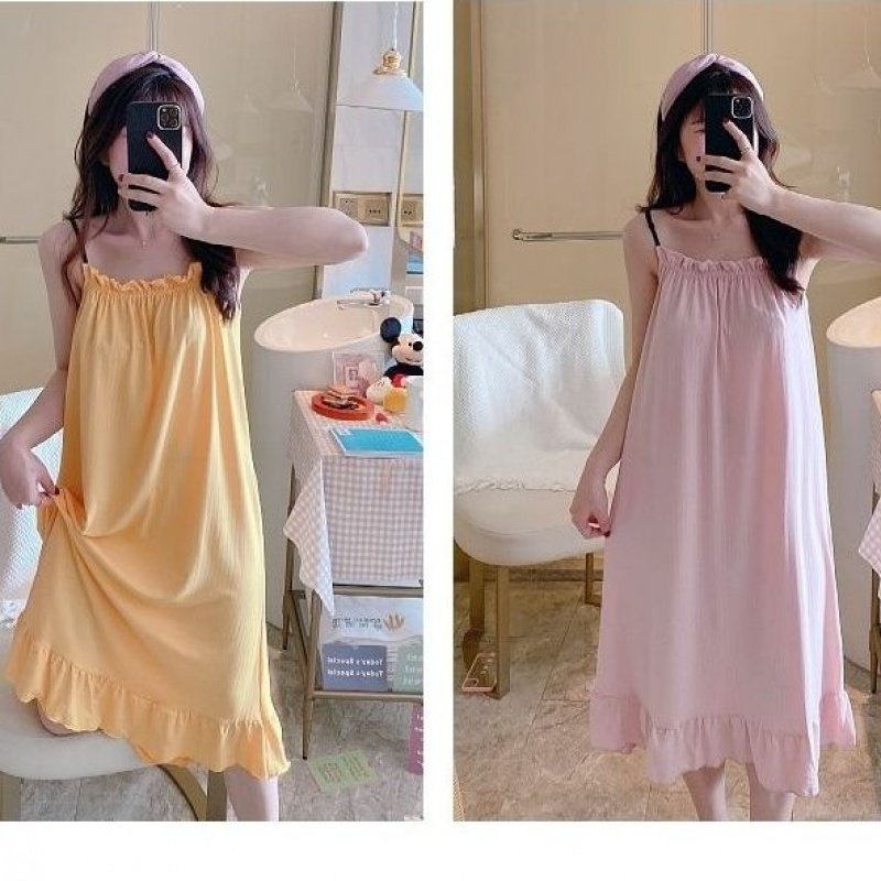 Đầm Ngủ Hai Dây Phong Cách Nhật Bản Dễ Thương Thời Trang Mùa Hè Cho Nữ