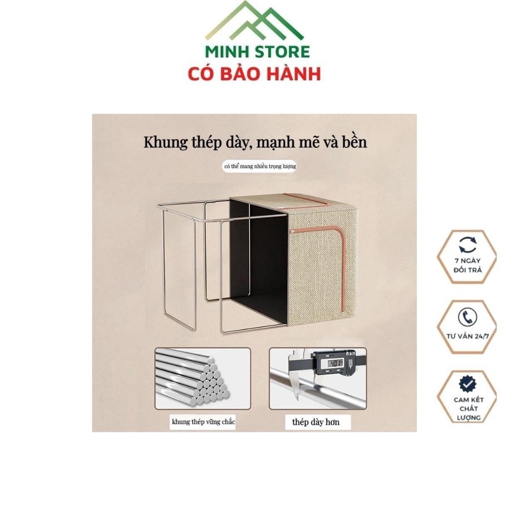 Hộp Vải Khung Thép Đựng Quần Áo Chăn Màn Khăn Tã Đồ Chơi Trẻ Em Cao Cấp Không Cần Tủ Loại Sịn Bằng Vải Oxford 600D