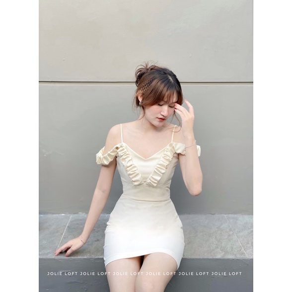 Váy nữ dự tiệc tay xoăn nhẹ nhàng thiết kế Joy Dress JOLIE LOFT, đầm dáng ngắn sang trọng đi chơi