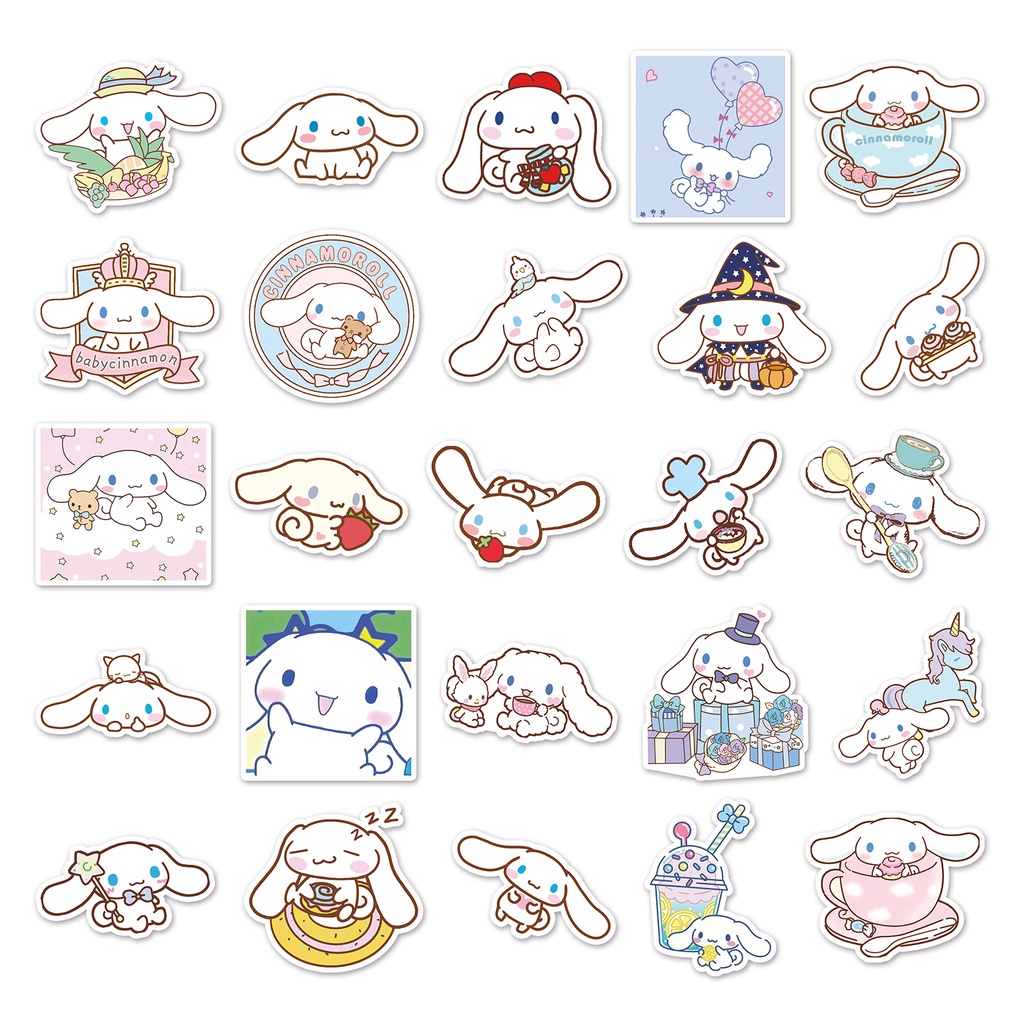 SANRIO Bộ 50 Miếng Dán Hoạt Hình Trang Trí Va Li