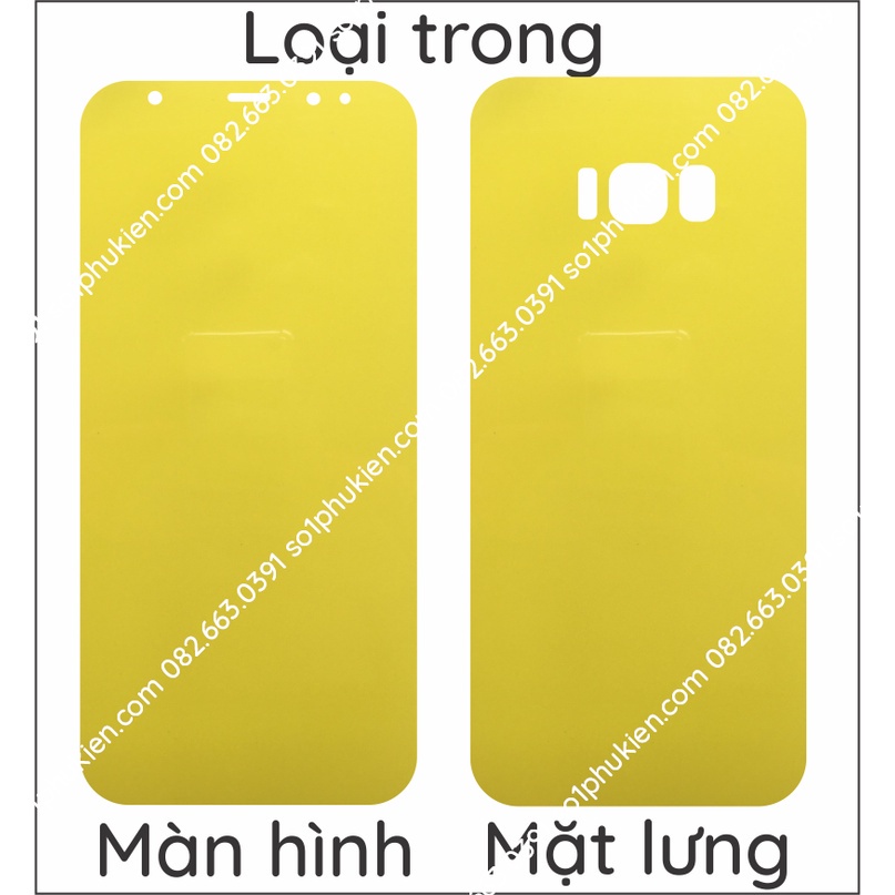 Dán PPF Samsung S8/ S8 Plus loại trong, nhám, da cá sấu màn hình, mặt lưng, full body lưng viền siêu bảo vệ