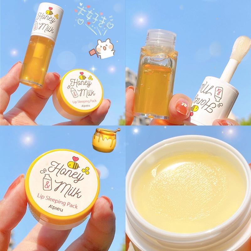 Sữa dưỡng môi mật ong Hàn Quốc apieu honey sửa chữa son bóng môi tẩy trang môi mặt nạ dưỡng ẩm và giảm nếp nhăn trên môi