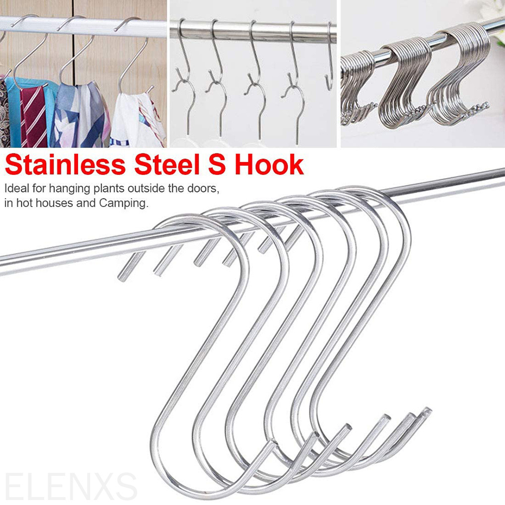 Set 10 móc treo hình chữ s bằng thép không gỉ tiện dụng cho nhà bếp